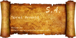 Sprei Arnold névjegykártya